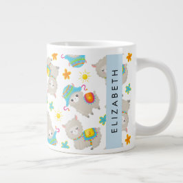 Muster von Llamas, Alpacas, Blume, Ihr Name Jumbo-Tasse