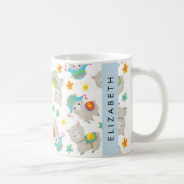 Muster von Llamas, Alpacas, Blume, Ihr Name Kaffeetasse