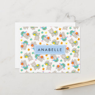 Muster von Llamas, Alpacas, Blume, Ihr Name Postkarte