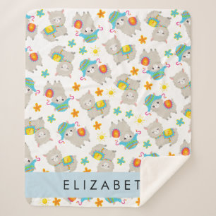 Muster von Llamas, Alpacas, Blume, Ihr Name Sherpadecke
