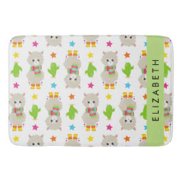 Muster von Llamas, Alpacas, Kaktus, Ihr Name Badematte