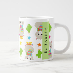 Muster von Llamas, Alpacas, Kaktus, Ihr Name Jumbo-Tasse
