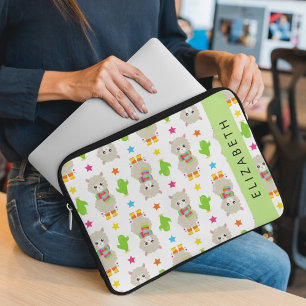 Muster von Llamas, Alpacas, Kaktus, Ihr Name Laptopschutzhülle