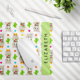 Muster von Llamas, Alpacas, Kaktus, Ihr Name Mousepad
