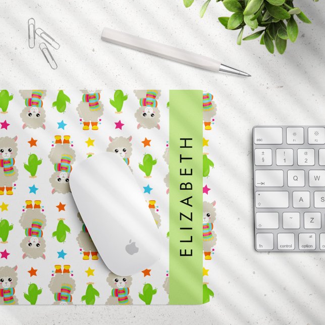Muster von Llamas, Alpacas, Kaktus, Ihr Name Mousepad (Von Creator hochgeladen)