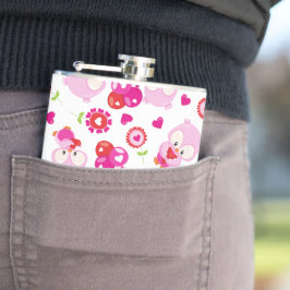 Muster von Ölen, Niedlichen Ölen, rosa Ölen, Herz Flachmann