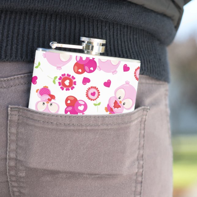 Muster von Ölen, Niedlichen Ölen, rosa Ölen, Herz Flachmann (Beispiel)