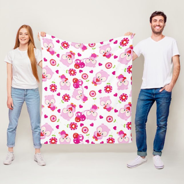 Muster von Ölen, Niedlichen Ölen, rosa Ölen, Herz Fleecedecke (Beispiel)