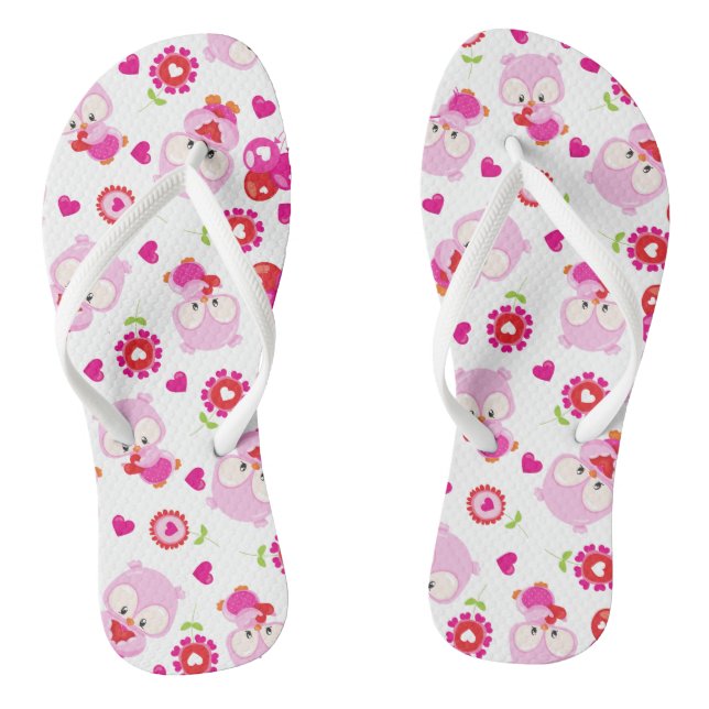 Muster von Ölen, Niedlichen Ölen, rosa Ölen, Herz Flip Flops (Fußbett)