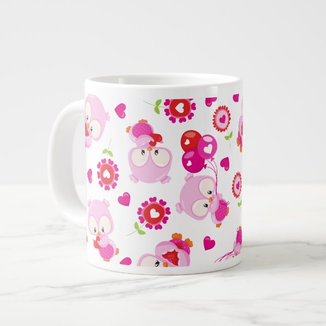 Muster von Ölen, Niedlichen Ölen, rosa Ölen, Herz Jumbo-Tasse (Vorderseite Links)