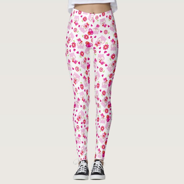 Muster von Ölen, Niedlichen Ölen, rosa Ölen, Herz Leggings (Vorderseite)