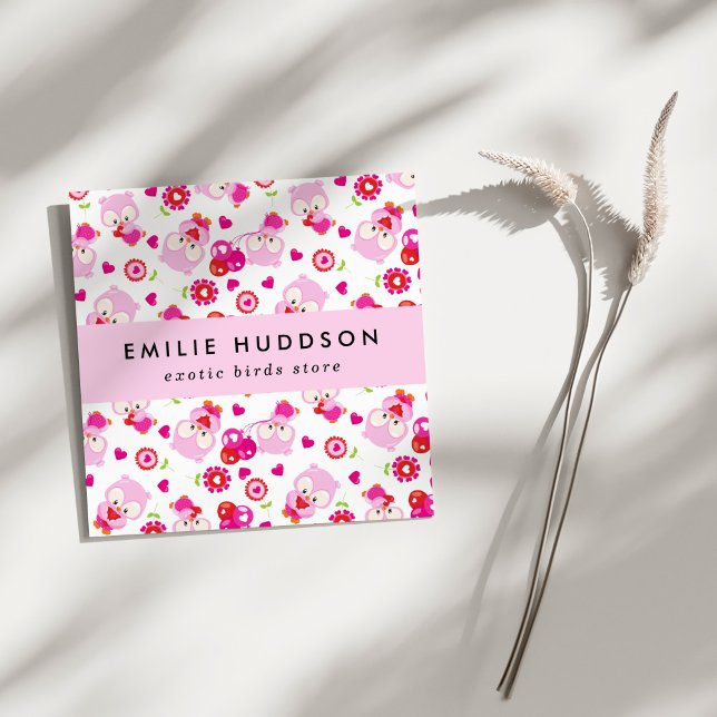 Muster von Ölen, rosa Ölen, Pet Shop, Vogelladen Quadratische Visitenkarte (Von Creator hochgeladen)