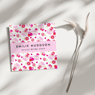 Muster von Ölen, rosa Ölen, Pet Shop, Vogelladen Quadratische Visitenkarte