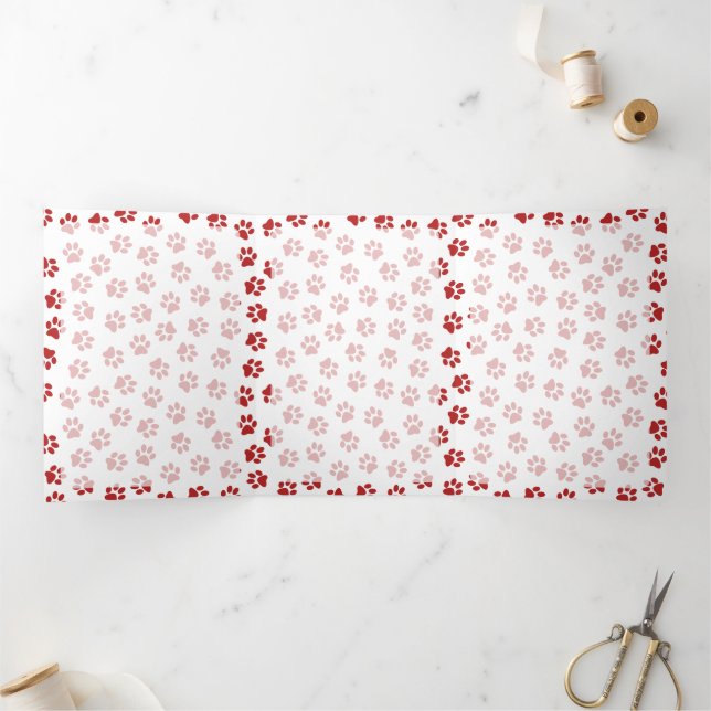 Muster von Paws, Hundebügen, Katzen, roten Paws Dreifach Gefaltete Karte (Innenseite)