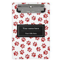 Muster von Paws, Hundebügen, Katzen, roten Paws Mini Klemmbrett