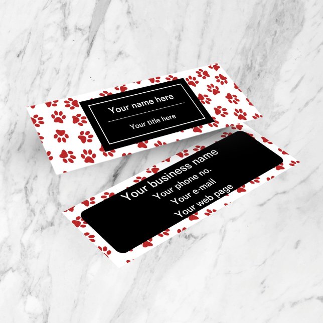 Muster von Paws, Hundebügen, Katzen, roten Paws Mini Visitenkarte (Von Creator hochgeladen)
