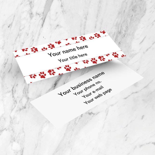 Muster von Paws, Hundebügen, Katzen, roten Paws Mini Visitenkarte (Von Creator hochgeladen)