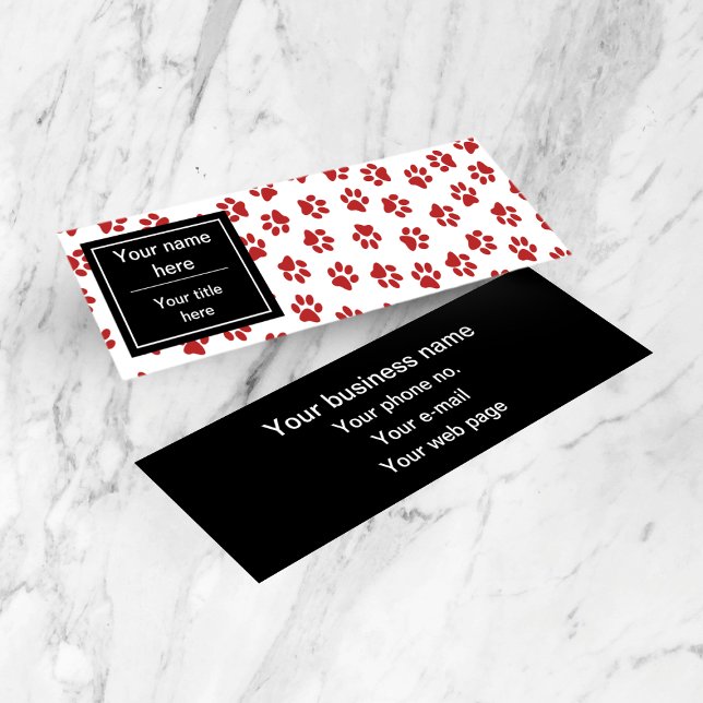 Muster von Paws, Hundebügen, Katzen, roten Paws Mini Visitenkarte (Von Creator hochgeladen)