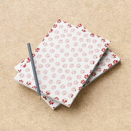 Muster von Paws, Hundebügen, Katzen, roten Paws Notizblock