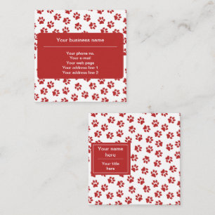 Muster von Paws, Hundebügen, Katzen, roten Paws Quadratische Visitenkarte