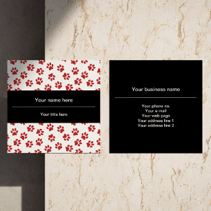 Muster von Paws, Hundebügen, Katzen, roten Paws Quadratische Visitenkarte