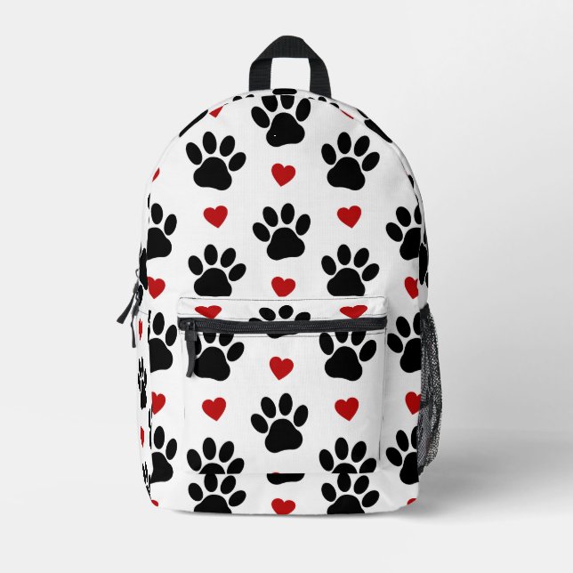Muster von Paws, Hundepfägen, schwarzen Paws, rote Bedruckter Rucksack (Vorderseite)