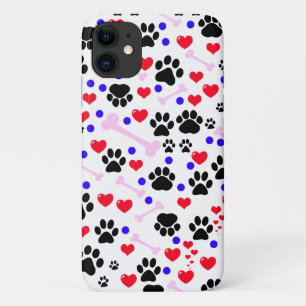 Muster von Paws, Hundepfägen, schwarzen Paws, rote Case-Mate iPhone Hülle