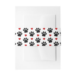 Muster von Paws, Hundepfägen, schwarzen Paws, rote Einladungsbanderole