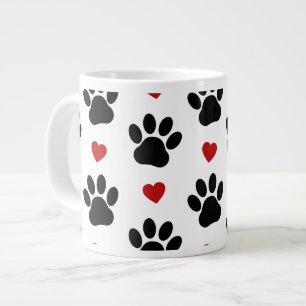 Muster von Paws, Hundepfägen, schwarzen Paws, rote Jumbo-Tasse