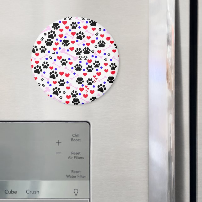 Muster von Paws, Hundepfägen, schwarzen Paws, rote Magnet (In Situ (Kühlschrank))