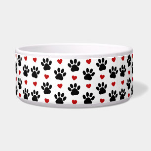 Muster von Paws, Hundepfägen, schwarzen Paws, rote Napf