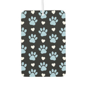 Muster von Paws, Hundeschäften, blauen Paws, weiße Autolufterfrischer