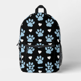 Muster von Paws, Hundeschäften, blauen Paws, weiße Bedruckter Rucksack