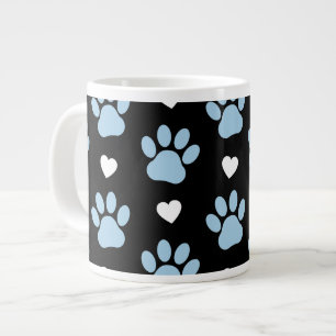 Muster von Paws, Hundeschäften, blauen Paws, weiße Jumbo-Tasse