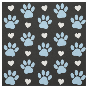 Muster von Paws, Hundeschäften, blauen Paws, weiße Stoff
