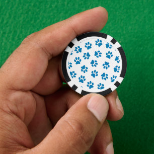 Muster von Paws, Hundeschäften, blauen Pfoten Pokerchips