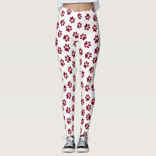 Muster von Paws, Hundeschäften, Burgundy Paws Leggings