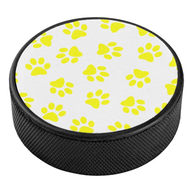 Muster von Paws, Hundeschäften, gelben Pfoten Eishockey Puck (3/4)