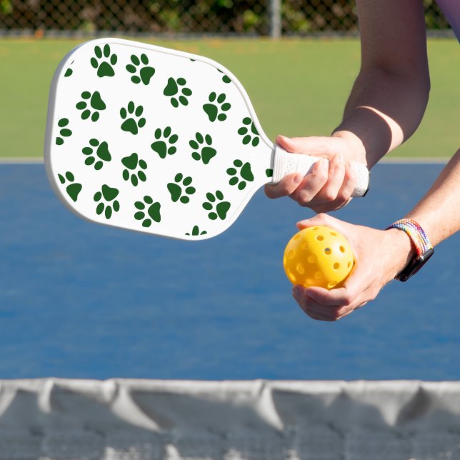 Muster von Paws, Hundeschäften, grünen Pfoten Pickleball Schläger (InSitu)