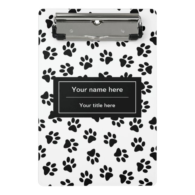 Muster von Paws, Hundeschäften, Katzenpaws, schwar Mini Klemmbrett (Vorderseite)