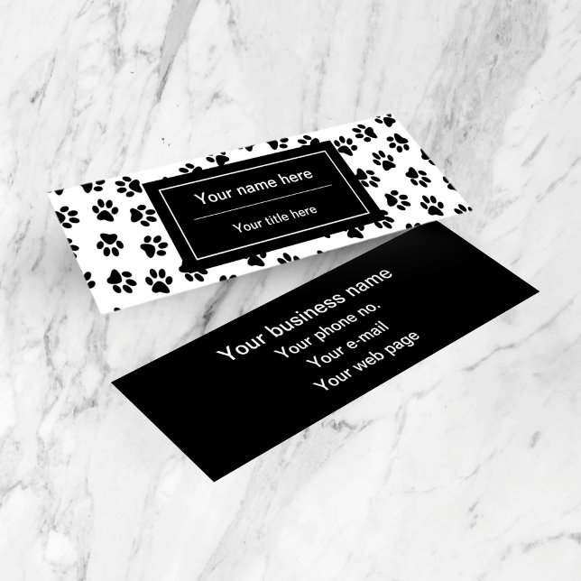 Muster von Paws, Hundeschäften, Katzenpaws, schwar Mini Visitenkarte (Von Creator hochgeladen)