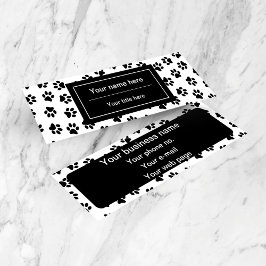 Muster von Paws, Hundeschäften, Katzenpaws, schwar Mini Visitenkarte