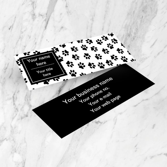 Muster von Paws, Hundeschäften, Katzenpaws, schwar Mini Visitenkarte (Von Creator hochgeladen)