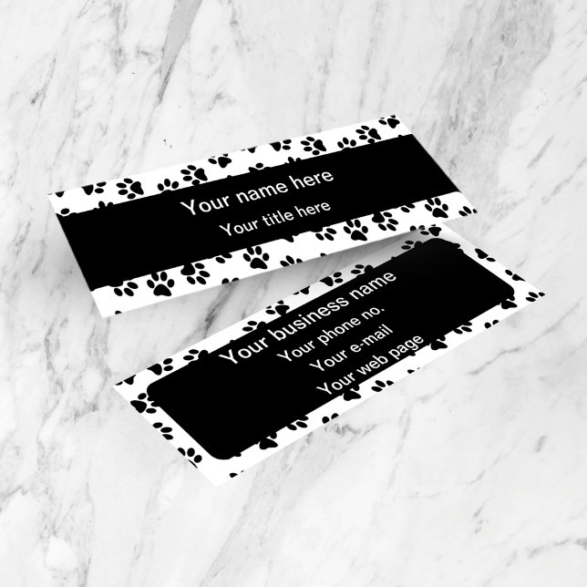 Muster von Paws, Hundeschäften, Katzenpaws, schwar Mini Visitenkarte (Von Creator hochgeladen)