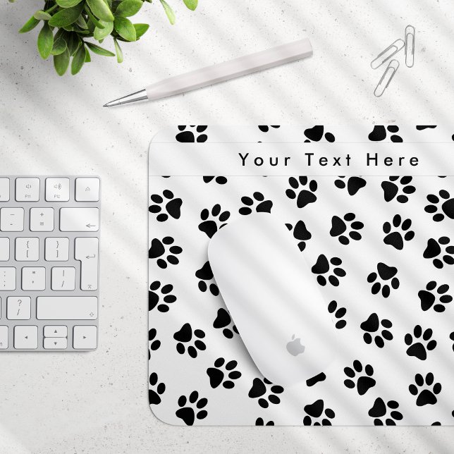 Muster von Paws, Hundeschäften, Katzenpaws, schwar Mousepad (Von Creator hochgeladen)