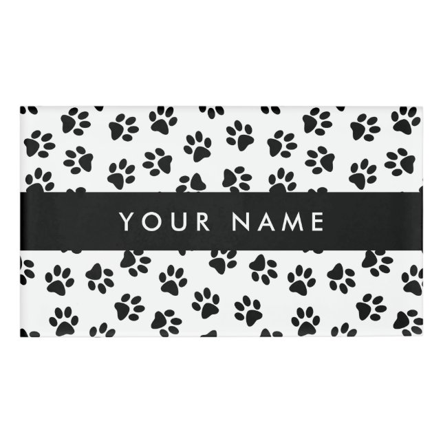 Muster von Paws, Hundeschäften, Katzenpaws, schwar Namenschild (Vorderseite)