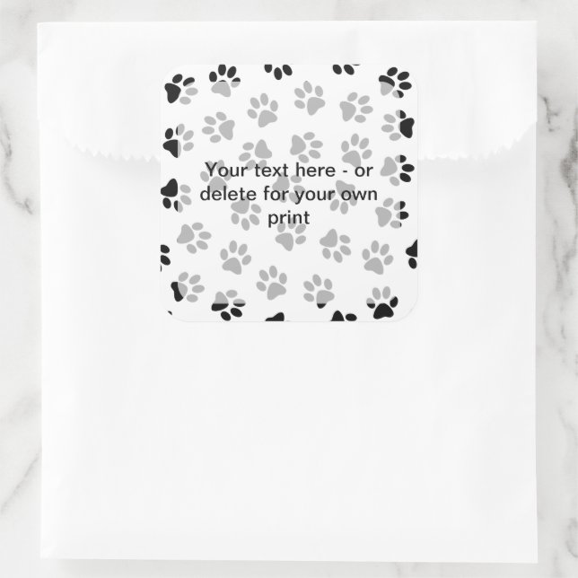 Muster von Paws, Hundeschäften, Katzenpaws, schwar Quadratischer Aufkleber (Tasche)