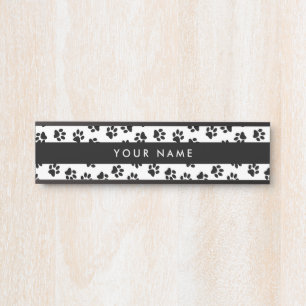 Muster von Paws, Hundeschäften, Katzenpaws, schwar Türschild