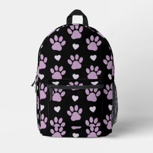 Muster von Paws, Hundeschäften, Lilac-Pfoten, Herz Bedruckter Rucksack
