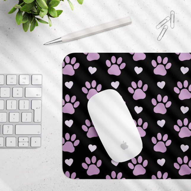 Muster von Paws, Hundeschäften, Lilac-Pfoten, Herz Mousepad (Von Creator hochgeladen)